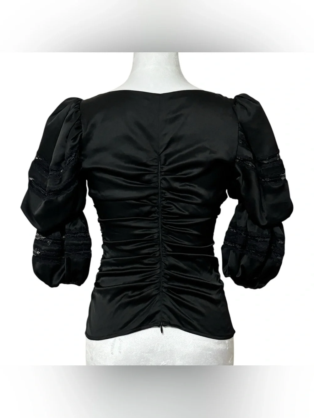 The Collection by Reformation Winchester Top Black Puff Sleeve Blouse Medium 6